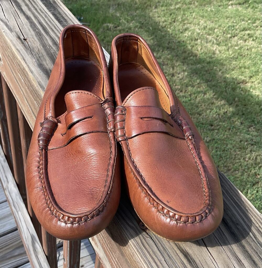 Allen Edmonds Winthrop Men's 10 1/2D Tan Leather Penny Driving Loafer Shoes USA
